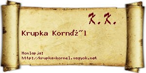 Krupka Kornél névjegykártya
